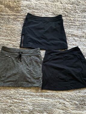 Athleta Black and Heather Gray Women's Active Skirt Trio